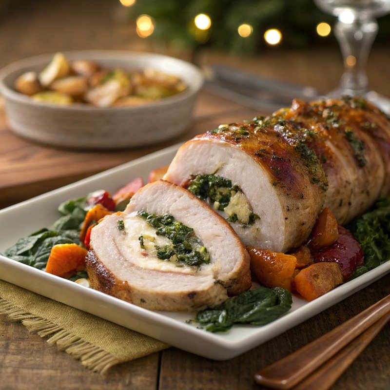 Swiss Chard and Boursin Stuffed Pork Loin