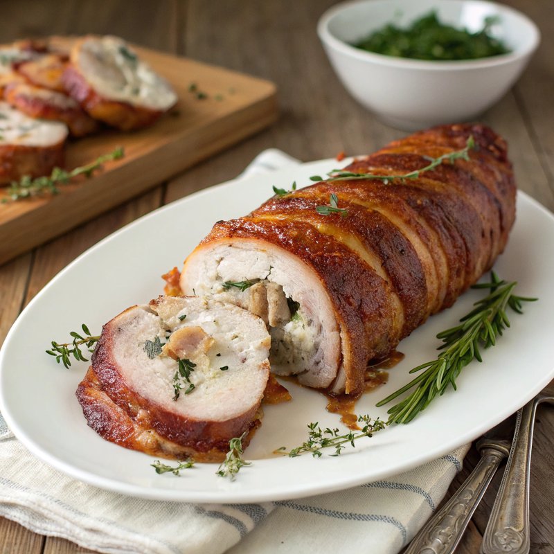 Bacon-Wrapped Pork Tenderloin with Blue Cheese and Rosemary