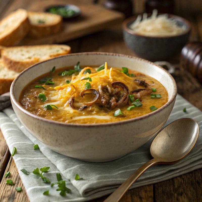 Classic Onion and Cheddar Soup