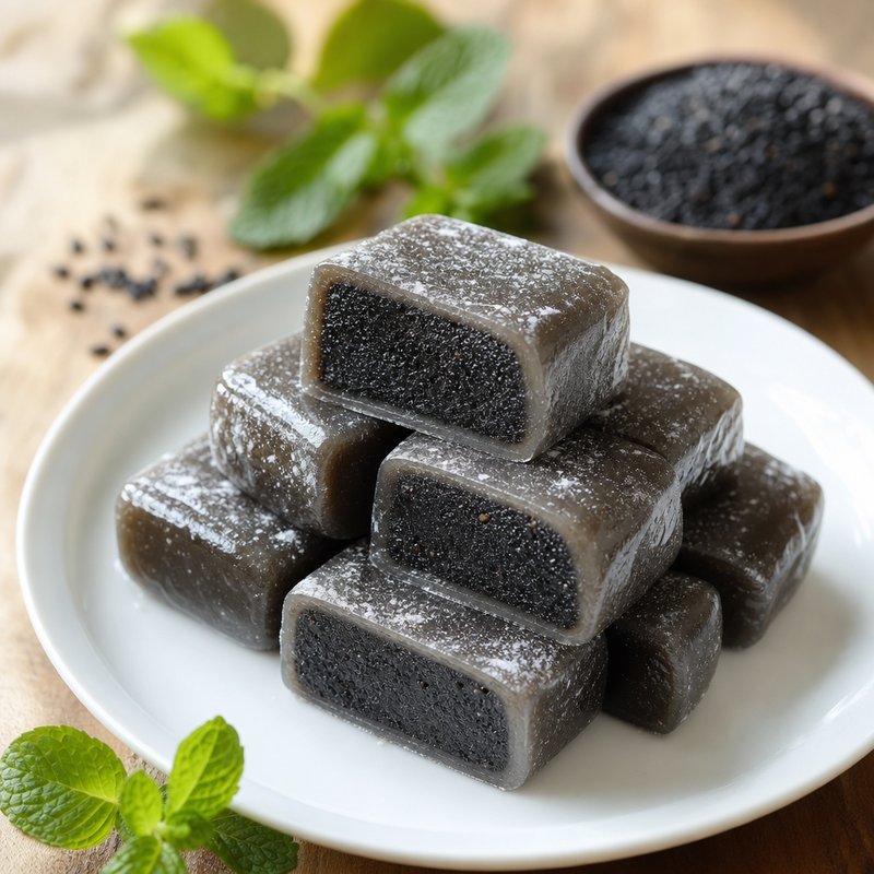 Black Sesame Mochi - Dive into the enchanting world of Black Sesame Mochi, a beloved traditional Japanese dessert that embodies chewy perfection. This delightful treat is 