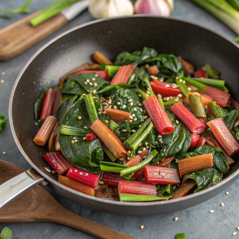 Rhubarb and Spinach Stir Fry