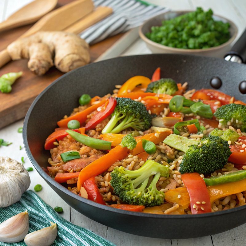 Colorful Vegetable Rice Stir Fry