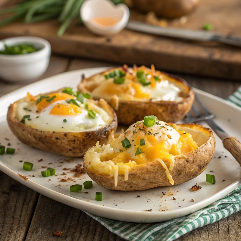 Crispy Baked Potato Skins with Eggs