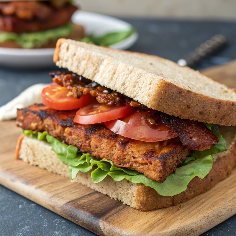 Savory Tempeh Bacon BLT Sandwich
