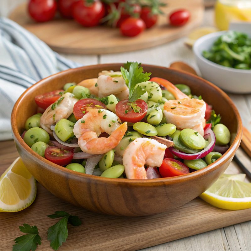 Mediterranean Fava Bean and Shrimp Salad