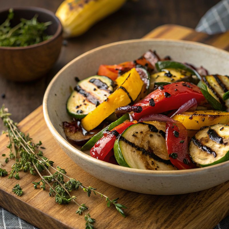 Grilled Thyme-Infused Vegetables with Balsamic Glaze