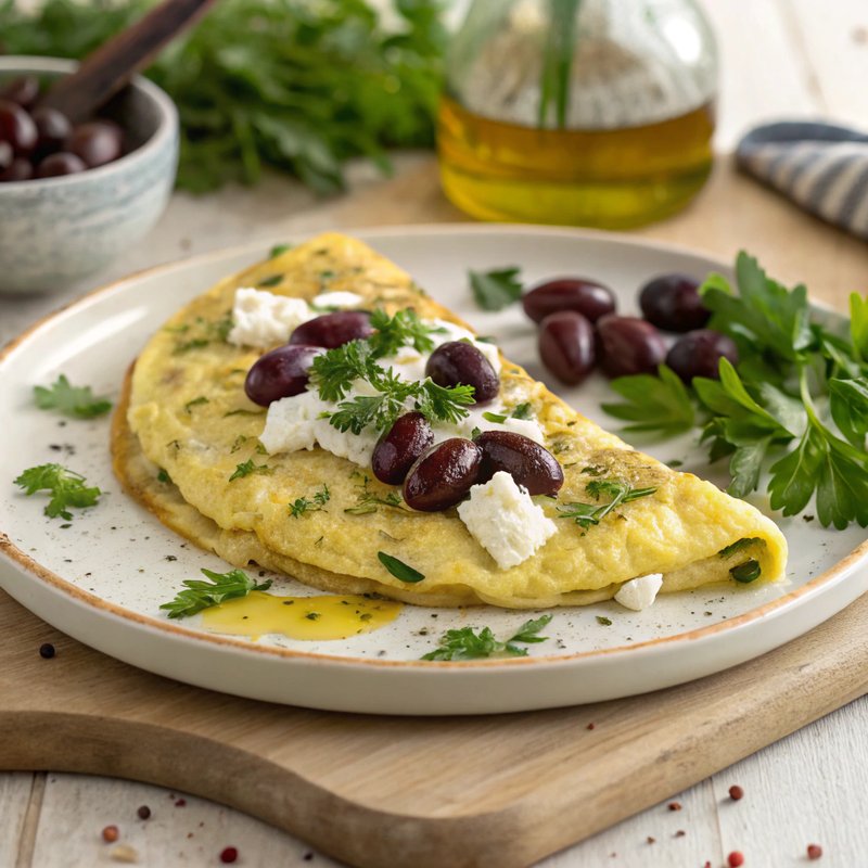 Mediterranean Feta and Olive Omelette