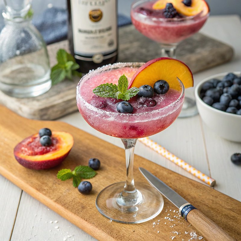 Peach and Blueberry Daiquiri