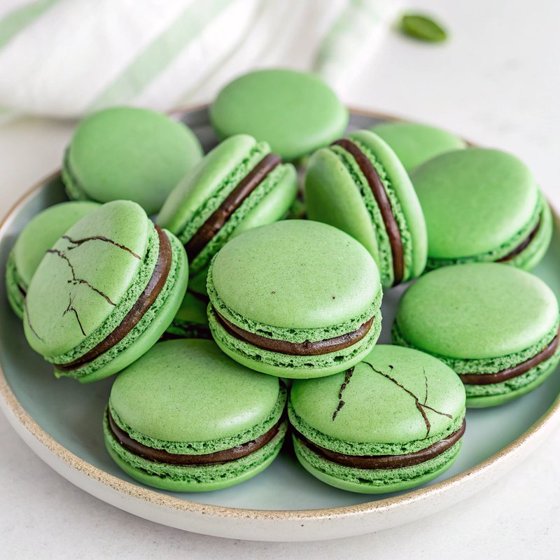 Mint Chocolate Macarons