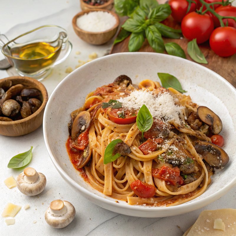 Savory Mushroom and Tomato Pasta