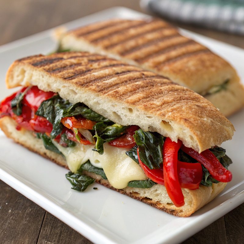 Swiss Chard and Roasted Red Pepper Panini