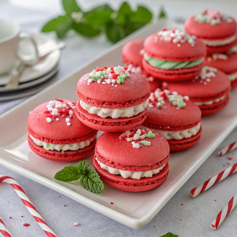 Festive Peppermint Macarons