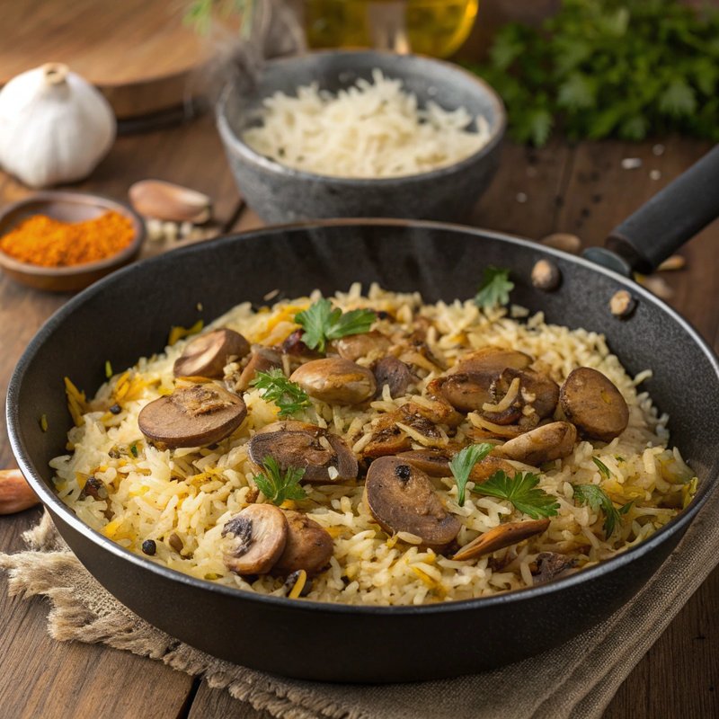 Aromatic Mushroom Pilaf with Basmati Rice