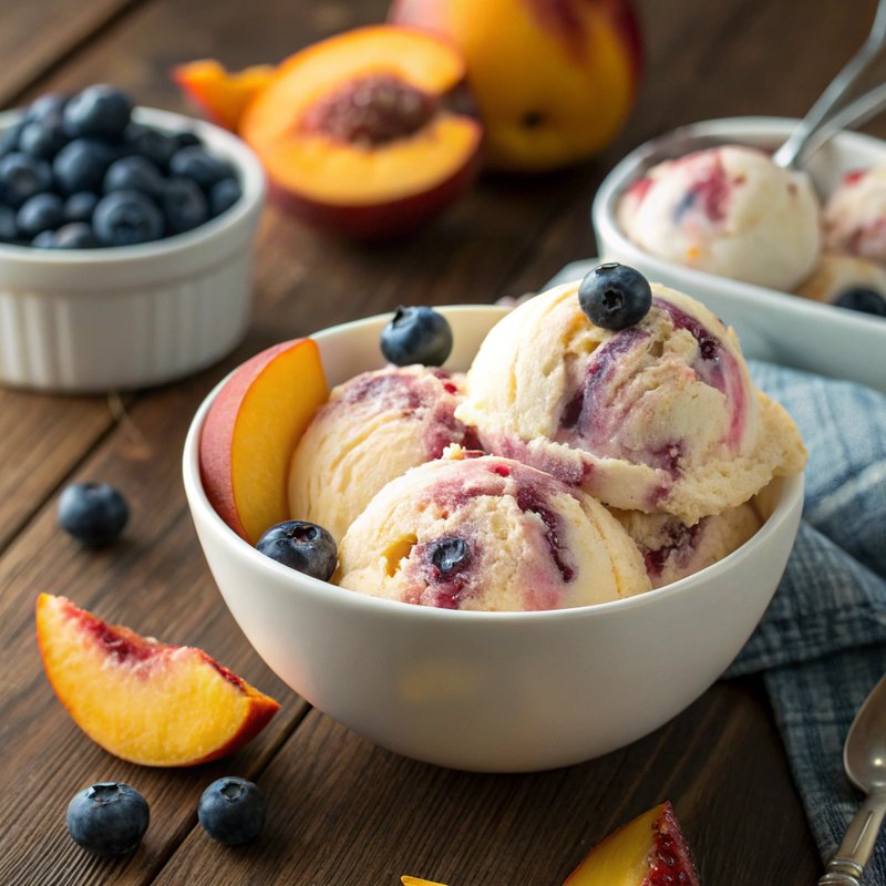 Peach and Blueberry Ice Cream