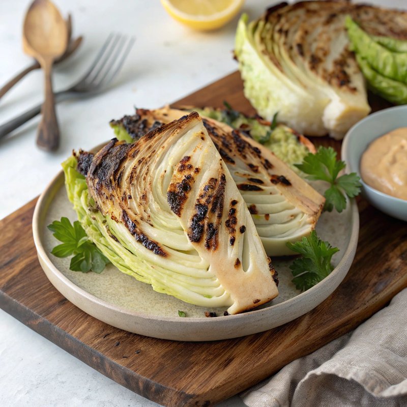 Charred Cabbage with Creamy Tahini Sauce