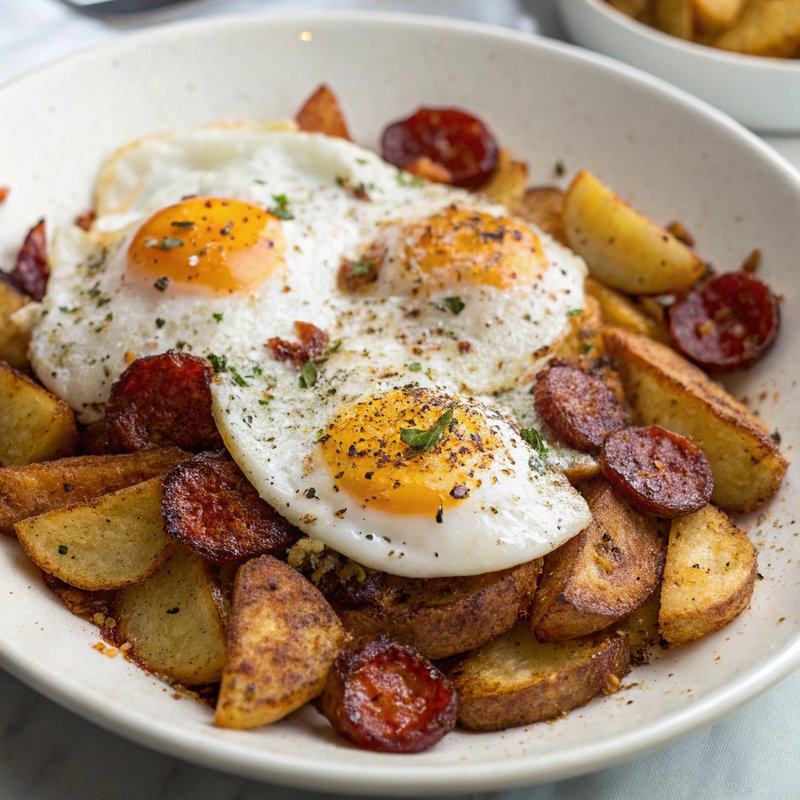 Huevos Rotos Con Chorizo