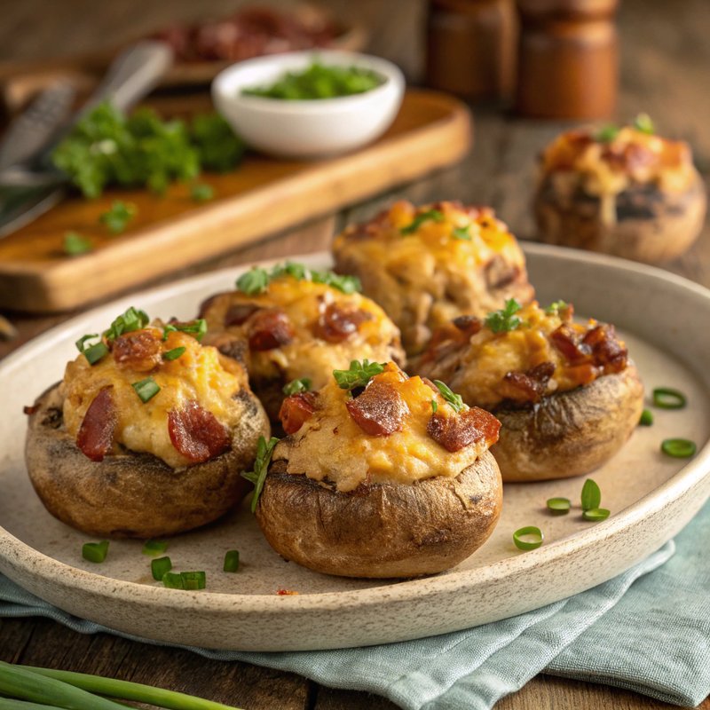 Bacon and Cheddar Stuffed Mushrooms