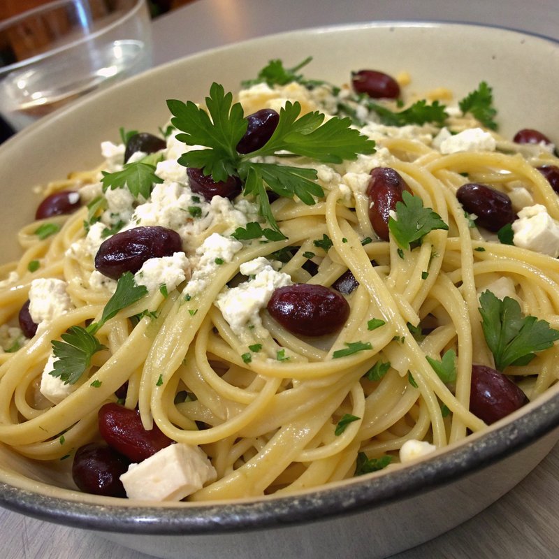 Mediterranean Linguine with Feta and Olives