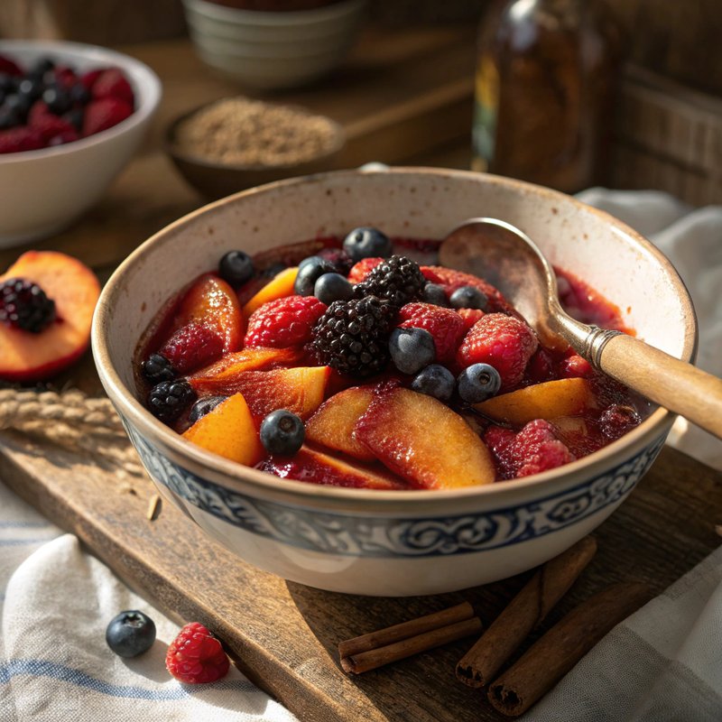 Summer Berry and Peach Compote