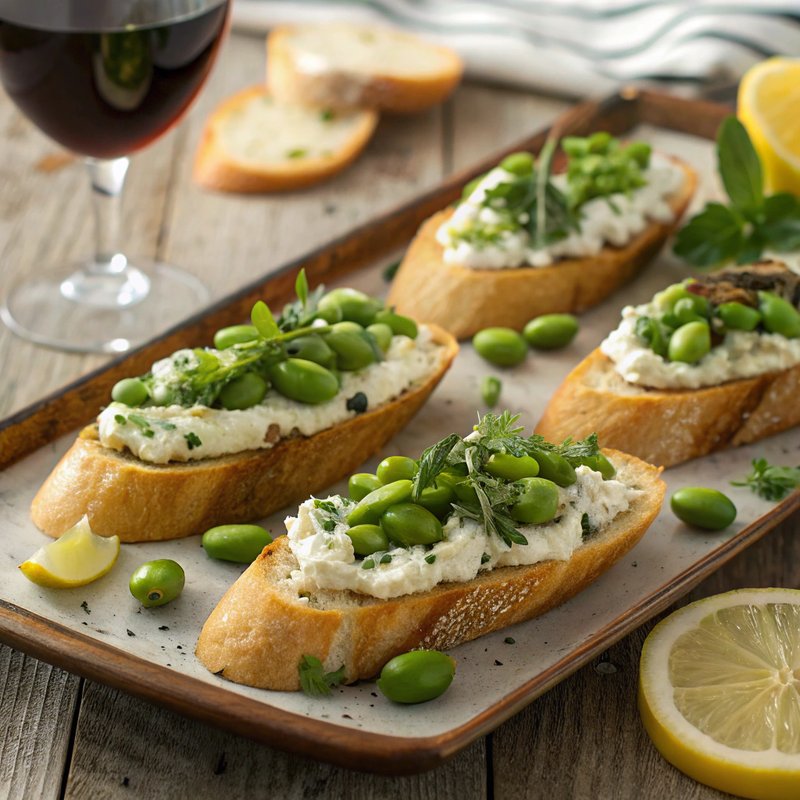 Fava Bean and Herbed Ricotta Crostini