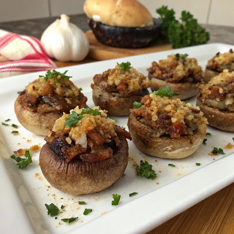 Onion and Bacon Stuffed Mushrooms