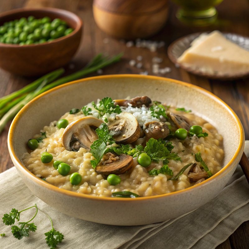 Creamy Pea and Mushroom Risotto