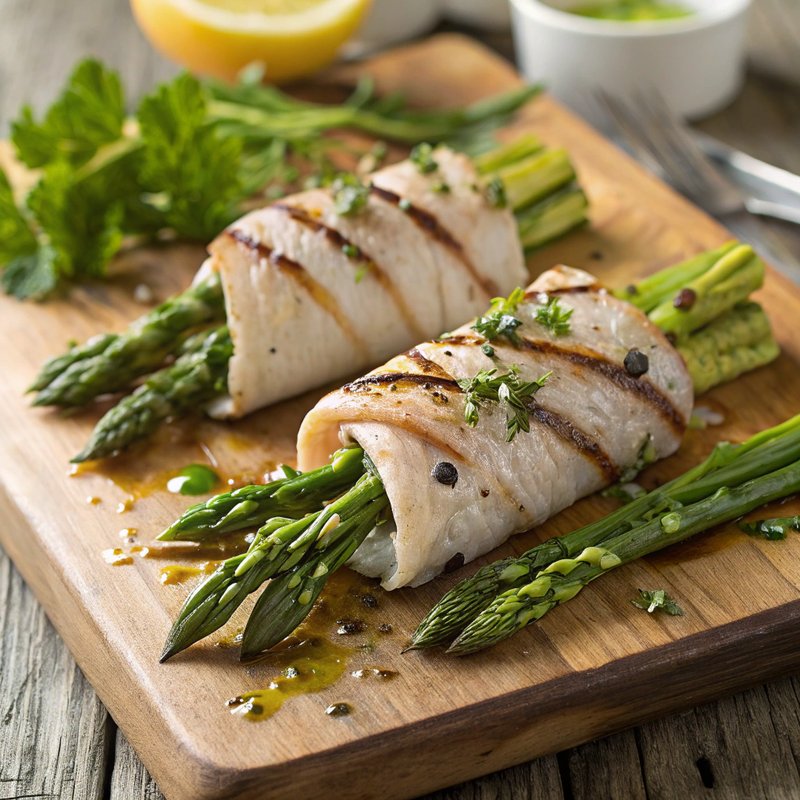 Grilled Swordfish and Asparagus Rolls