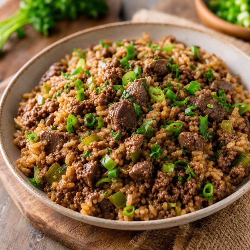 Cajun Dirty Rice - Immerse yourself in the robust and spicy world of Cajun cuisine with this hearty Cajun Dirty Rice recipe. Originating from the vibrant bayous of Louis