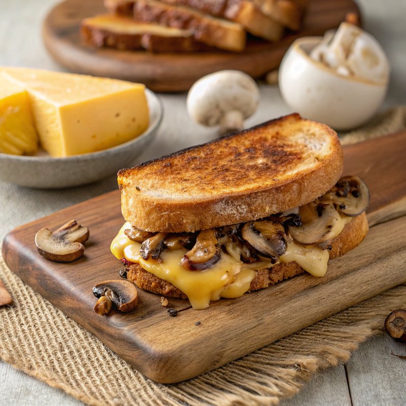 Gourmet Grilled Cheese and Mushroom Sandwich