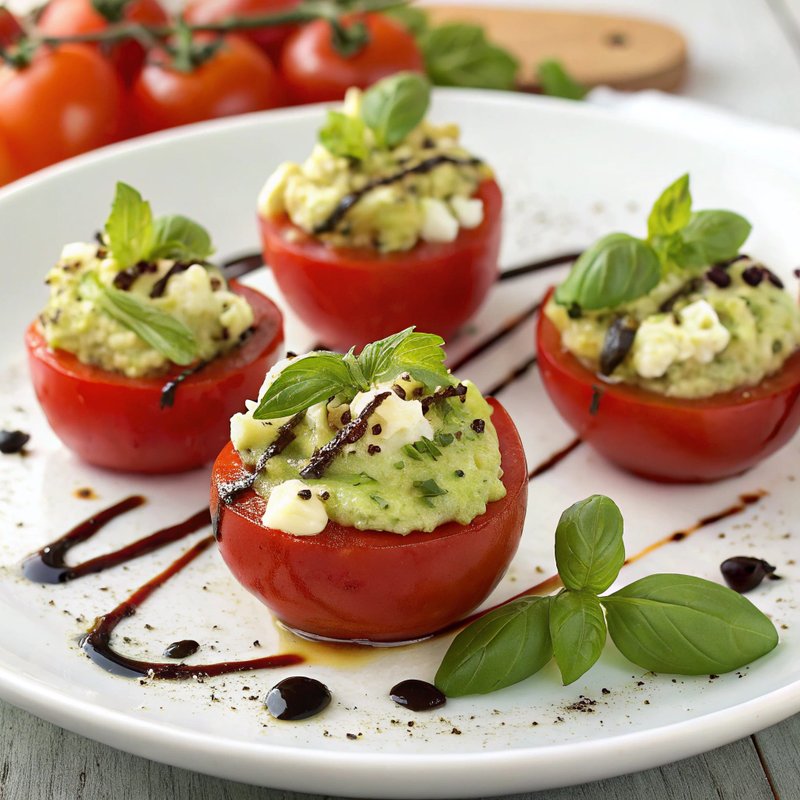 Avocado and Feta Stuffed Cherry Tomatoes