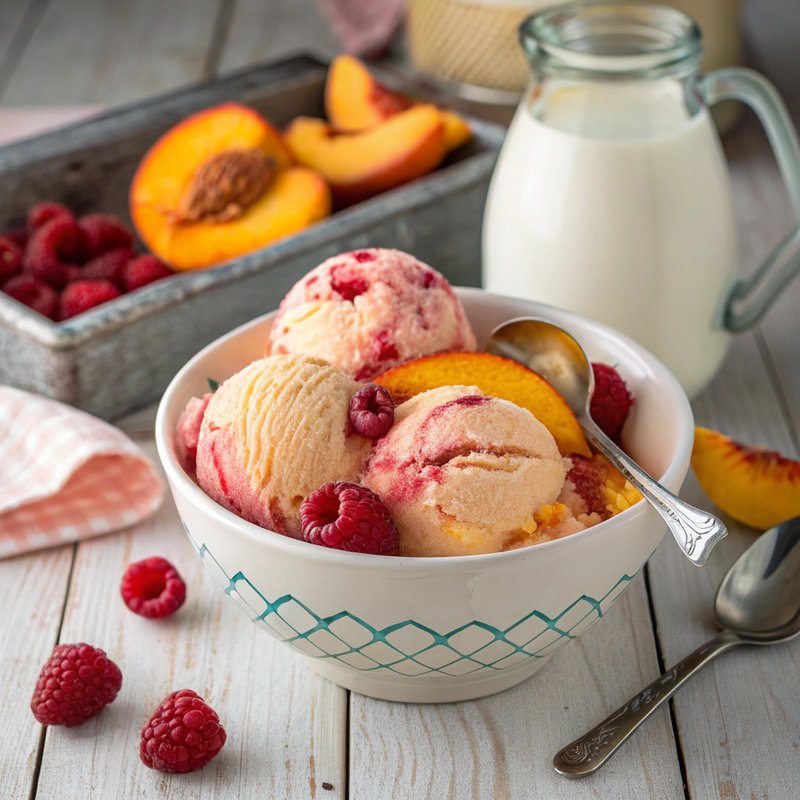 Peach and Raspberry Ice Cream
