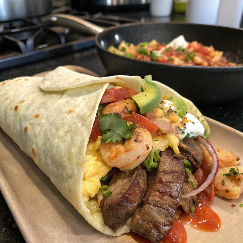 California-Style Surf and Turf Breakfast Burrito