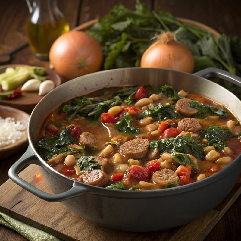 Hearty Swiss Chard and Sausage Stew
