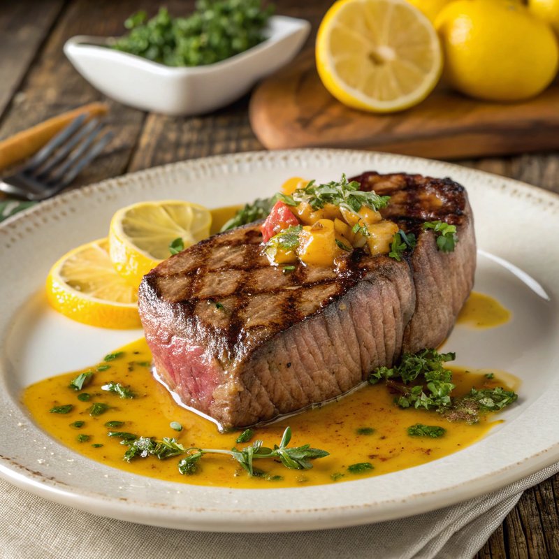 Minke Whale Steak with Citrus Sauce