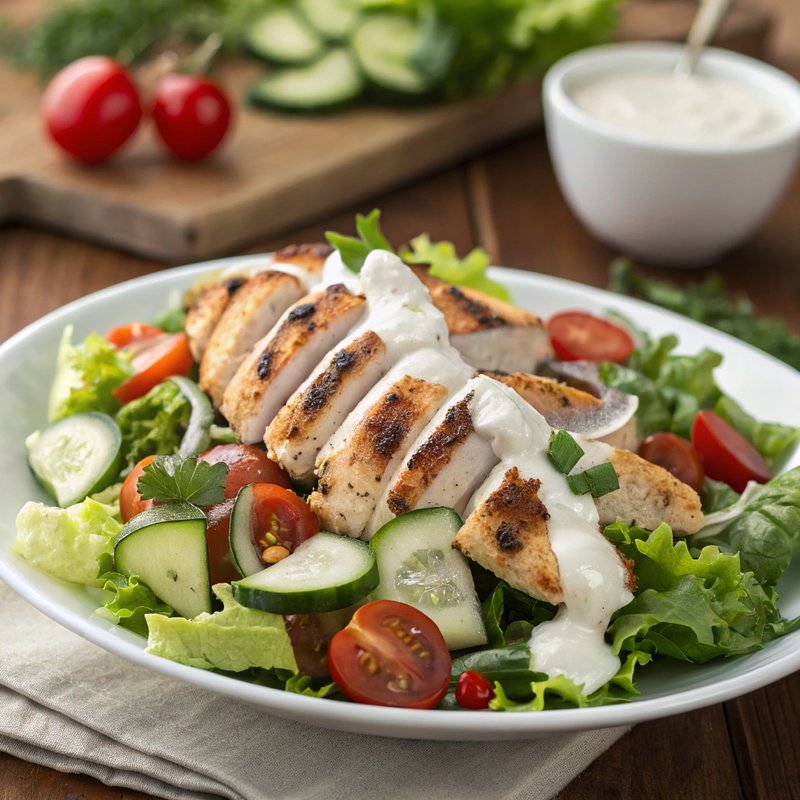 Grilled Chicken Salad with Creamy Ranch Dressing