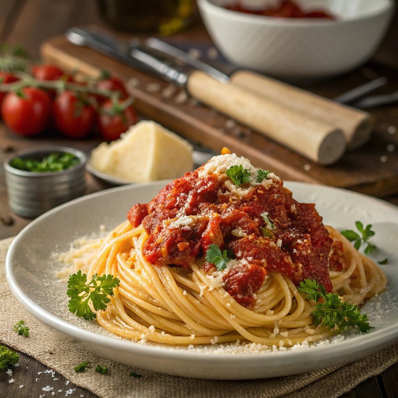 Amatriciana Sauce with Spaghetti