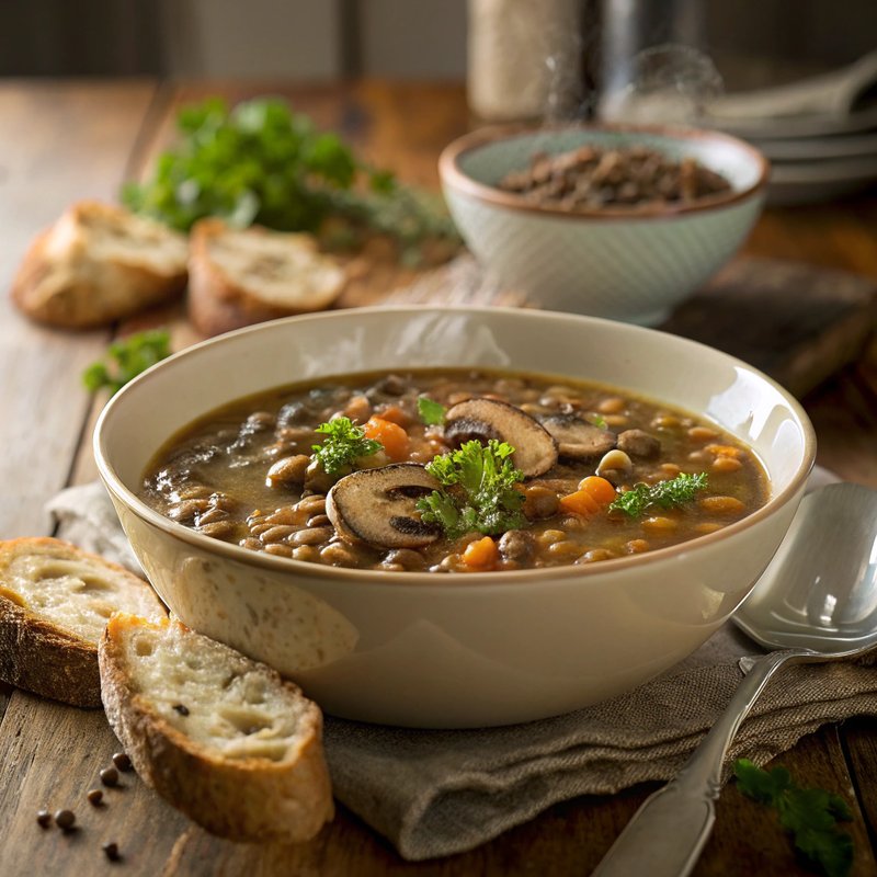 Hearty Mushroom and Lentil Soup