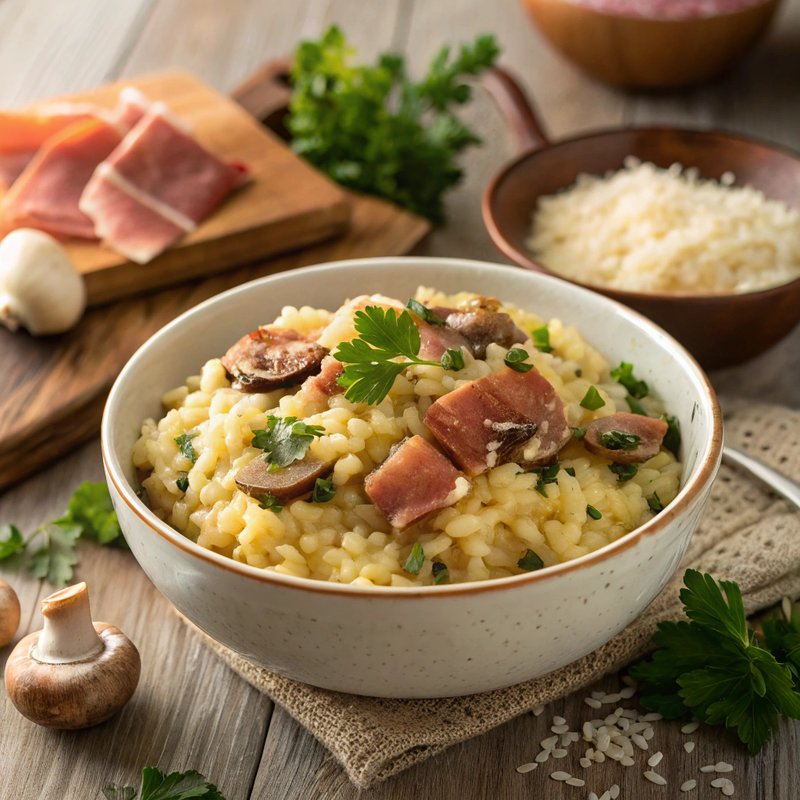 Prosciutto and Mushroom Risotto