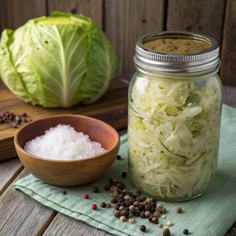 Homemade Fermented Cabbage Sauerkraut