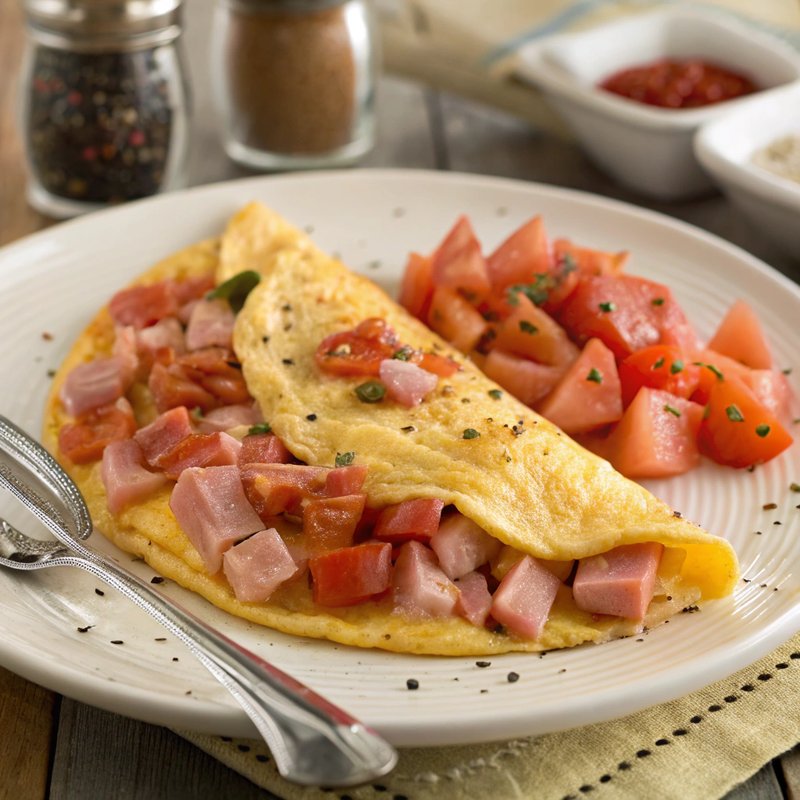 Savory Ham and Tomato Omelette