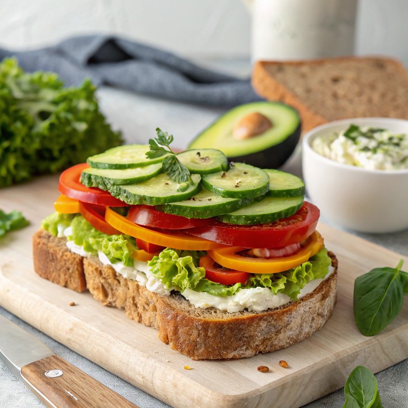 Vibrant Veggie and Cream Cheese Sandwich