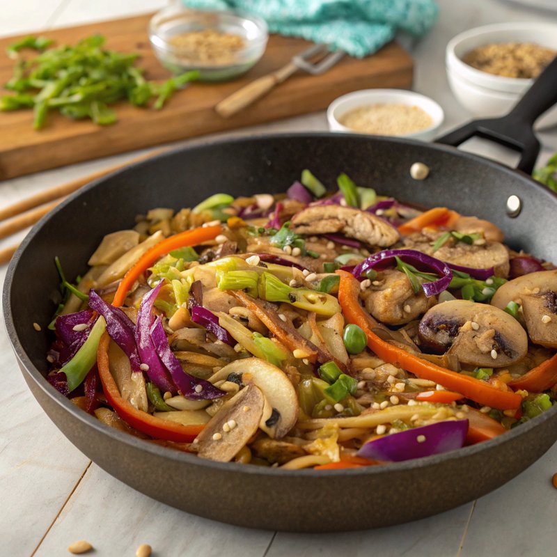 Savory Cabbage and Mushroom Stir Fry
