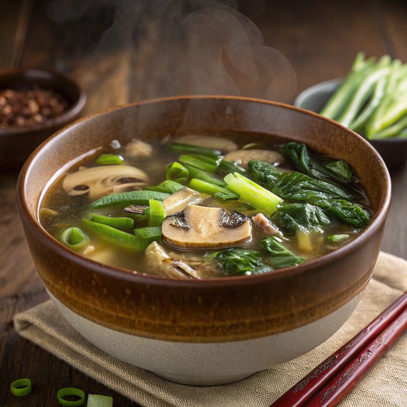 Savory Bok Choy and Mushroom Soup