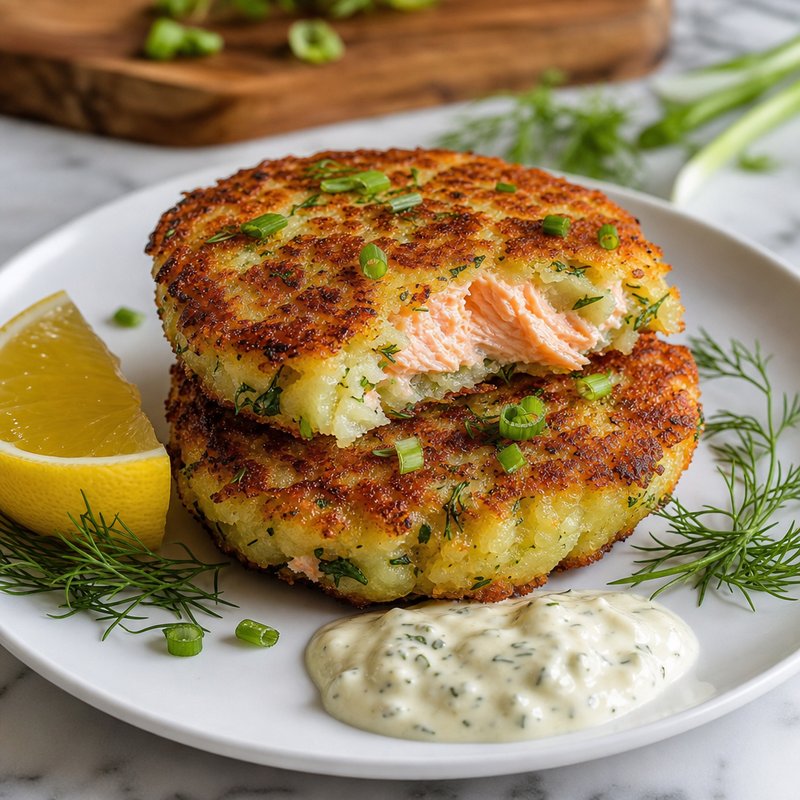 Crispy Salmon and Potato Cakes - Experience a delightful blend of flavor and texture with these Crispy Salmon and Potato Cakes. A cherished recipe originating from the coastal regions