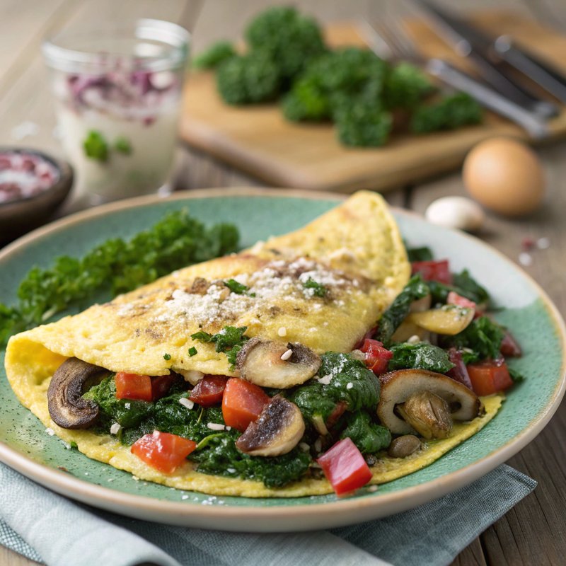 Kale and Mushroom Omelette
