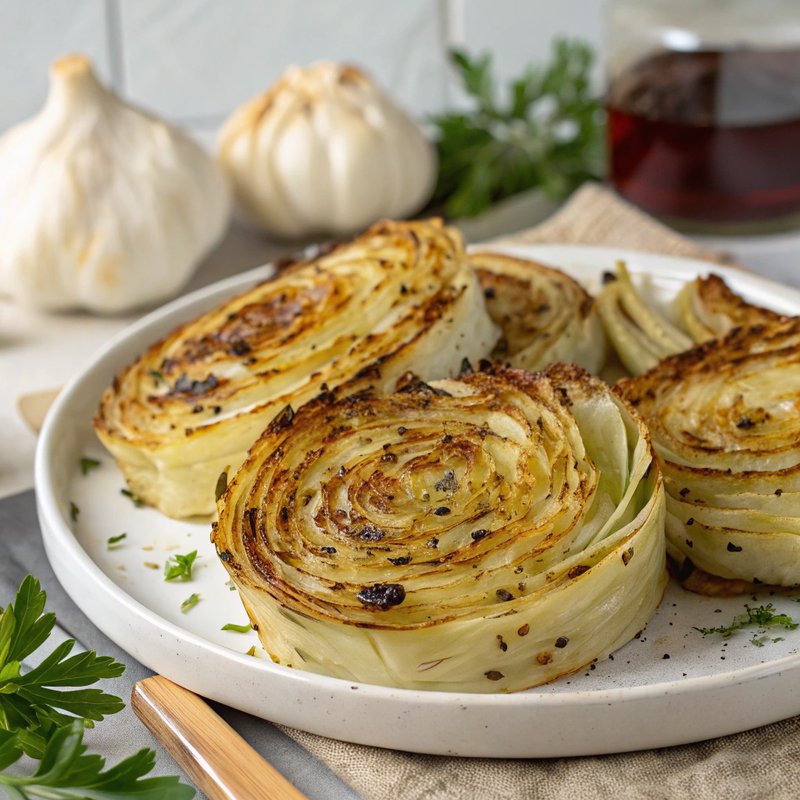 Garlic Roasted Cabbage Steaks