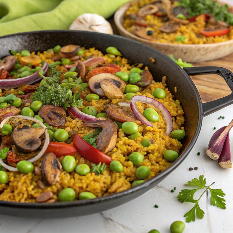 Edamame Mushroom Paella