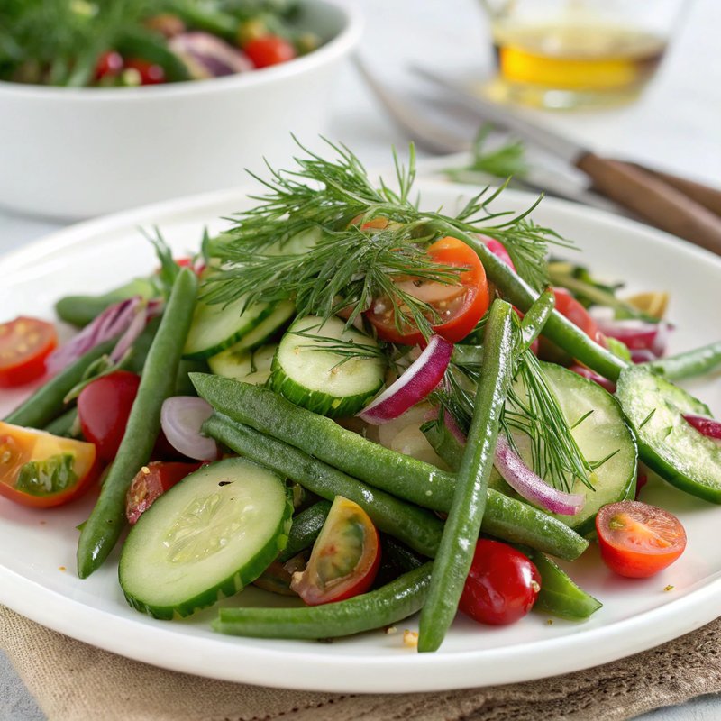 Refreshing Green Bean and Cucumber Salad with Honey-Dijon Vinaigrette