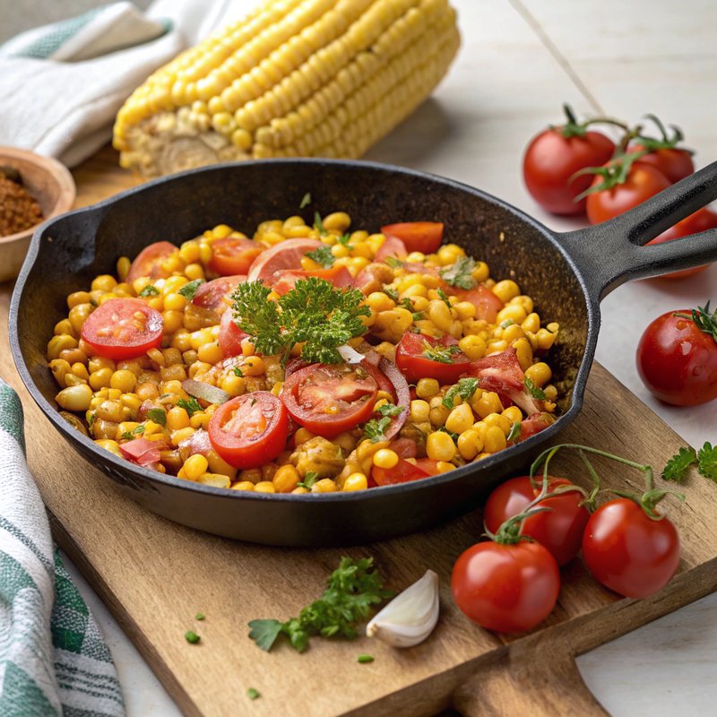 Fried Corn and Tomatoes