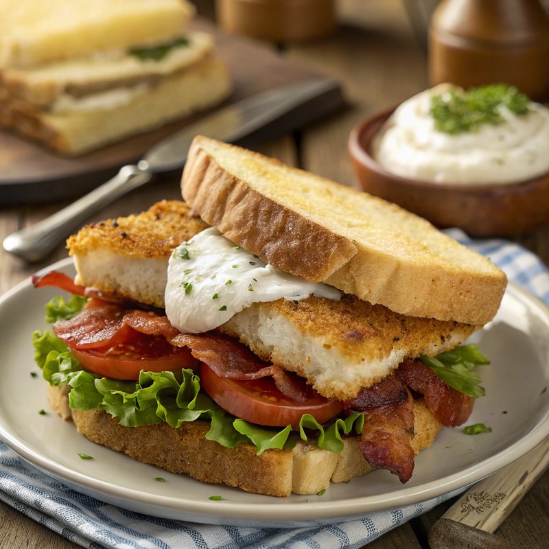 Crispy Halibut BLT Sandwich